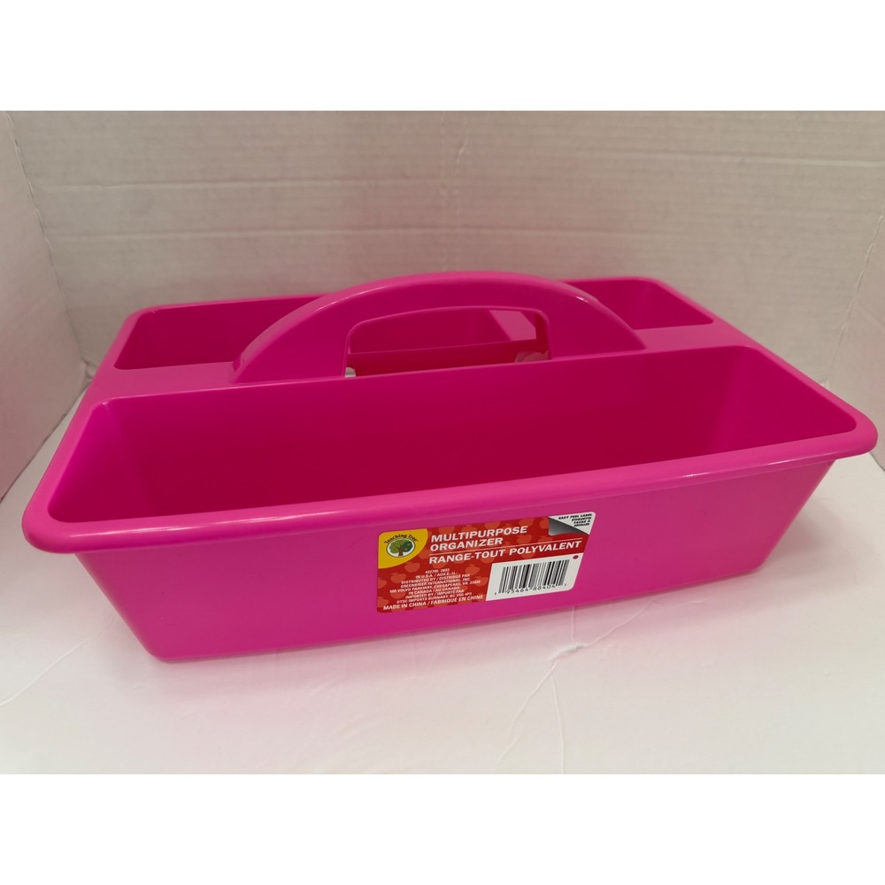 Teaching Tree Pink Multipurpose Organizer Caddy 3 Compartment Plastic Tote